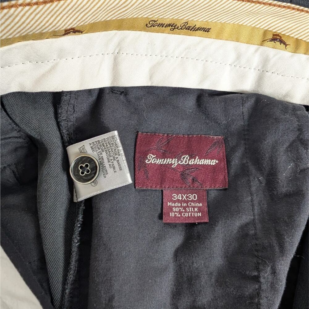Tommy Bahama Mens Pants 34x30 TAGGED Black Silk Dress Pants 35x29 MEASURED - Picture 4 of 7